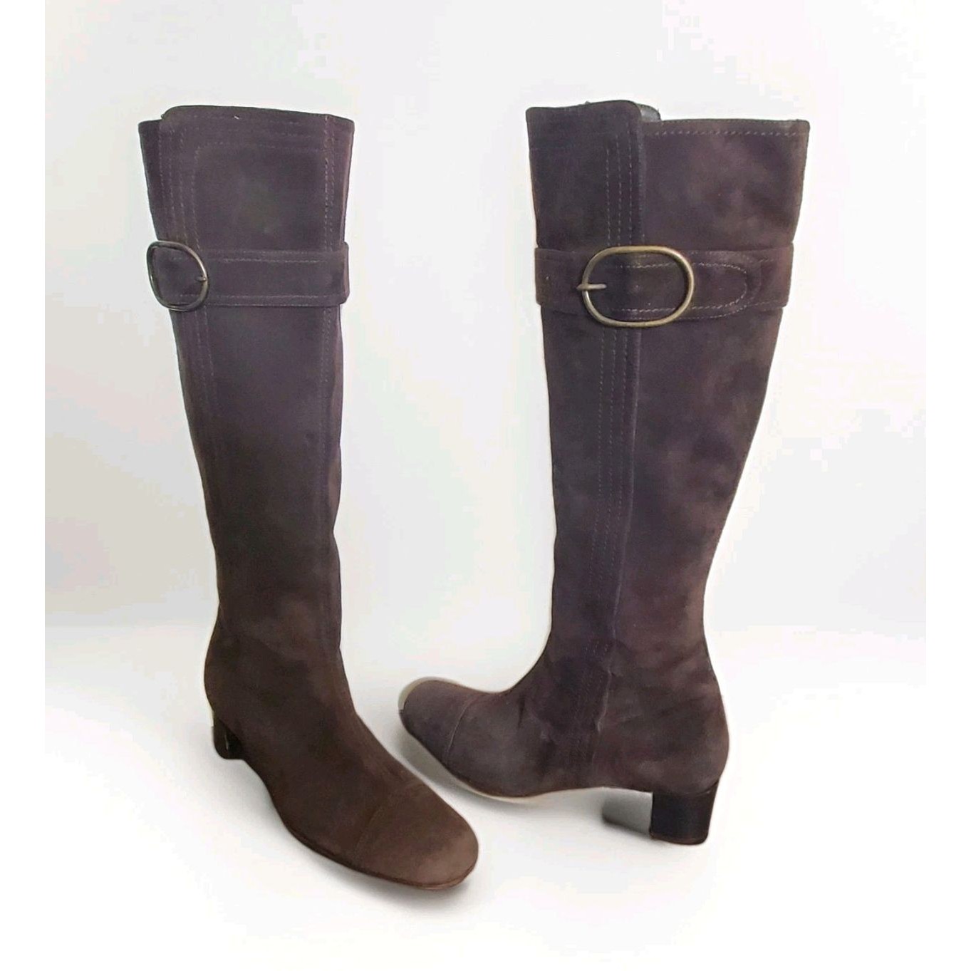 Cole Haan Oriana Boots 7 Knee High Suede Leather Chocolate Brown Tall Italy